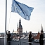 ES karoga pacelšana Rīgas pils Svētā Gara tornī